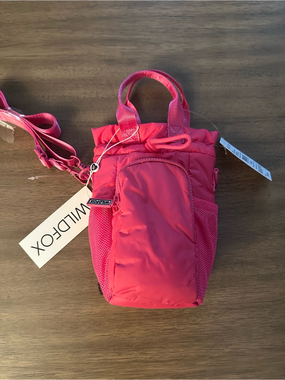 WILDFOX Pink Puffer Water Bottle Cross Body Bag
